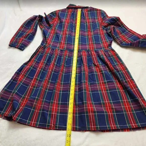 New women's 10 12 14 J Crew Factory cotton mini shirtdress Christmas plaid dress - Picture 10 of 11